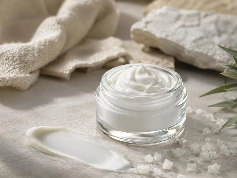 Open jar of Dead Sea mineral cream